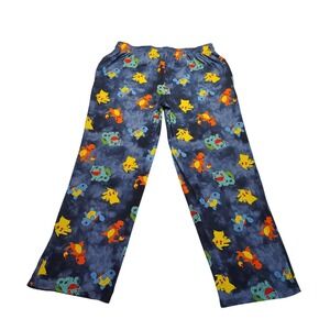 Pokemon Pajama Pants  Blue Men's  Large Cloud Wash Pikachu Bulbasaur  NWOT